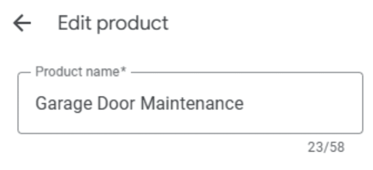An example of how to name a product in GBP. 